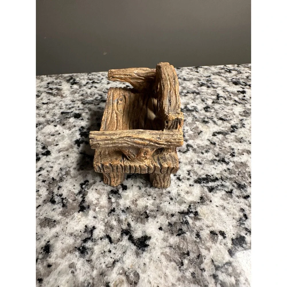 Rustic Log Cabin‎ Bench Miniature Fairy Garden Decor Accent